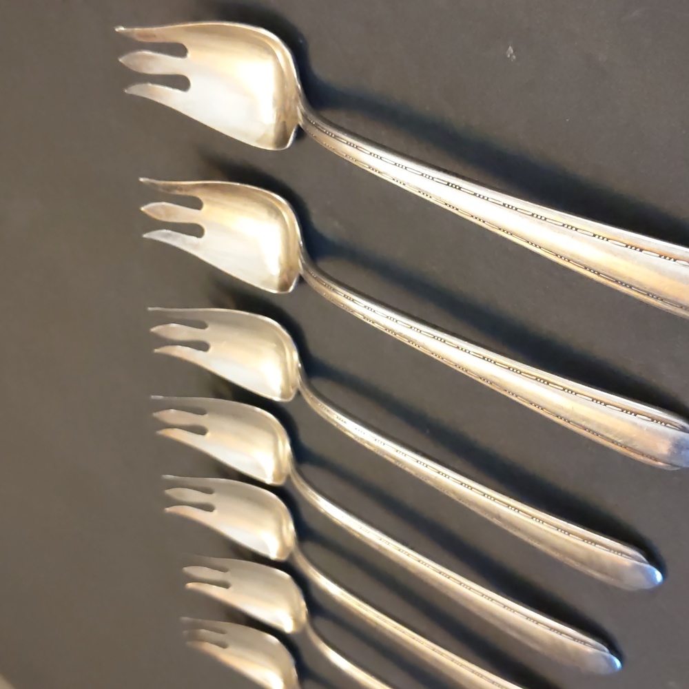 Alvin Silverplate Ice Cream Forks Set of 7
